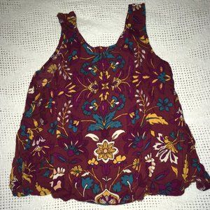 Burgundy Floral Sleeveless Top
